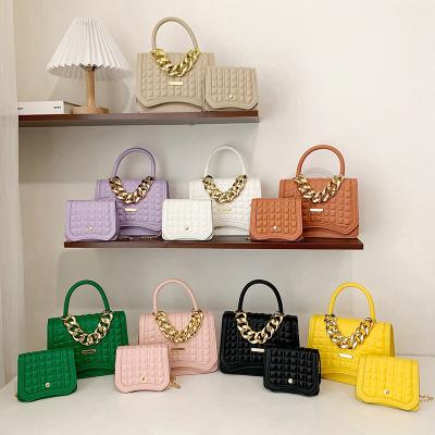 China High Quality KALANTA Women's Cross - Thick Chain Bags Pu Leather Body Square Messenger Female Female Gold Flat 2 Pieces Shoulder Handbag Stone Set for sale