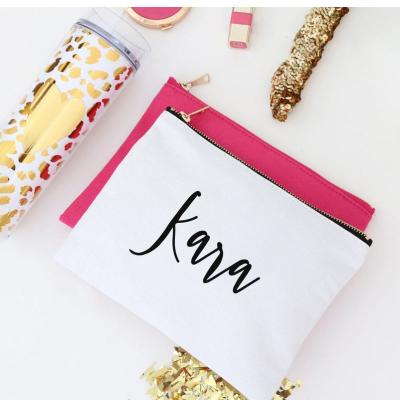 China Kalanta Custom Cosmetic Bag Ladies Canvas Bag Best Friend Gift Storage Square Single Canvas Makeup Brush Bag High Quality for sale