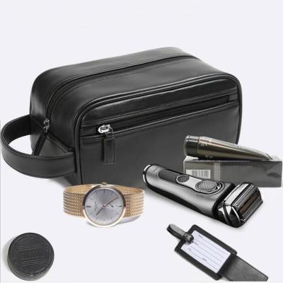 China High Quality KALANTA Logo Men's Custom Portable Black Pu Travel Toiletry Bag Leather Cases Shaver Shaver Cosmetic Organizer Man Filter for sale