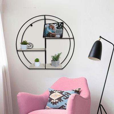 China Wooden Round Wall Shelf (Size) New Design Adjustable Round Black Metal Shelf Wall Shelf For Home Decoration for sale