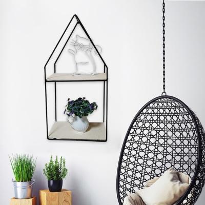 China (Size) Modern Nordic Adjustable Metal Pentagon Wall Shelf Living Room Bedroom Wall Decoration Black Metal Pentagon Wall Shelf for sale