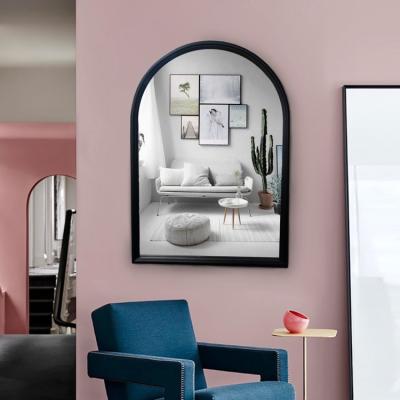 China Modern Hd Designer Arch Type Wall Mirror Explosion Proof Metal Framed Black Type Wall Arch Mirror for sale