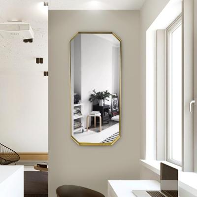 China Modern Nordic Style Polygon Wall Mirror Home Make Hd Metal Gold Frame Polygon Wall Mirror for sale