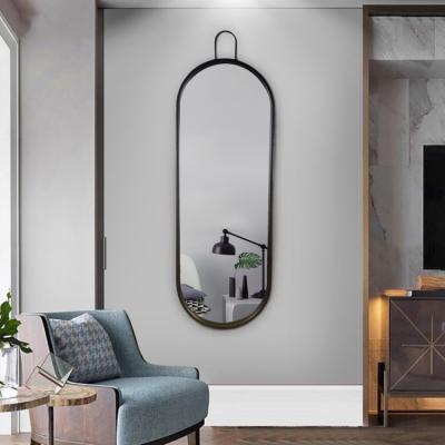 China Modern Luxury Oval Wall Mirror Black Framed Decorate Mirrors Ellipse Wall Mirror With Pothook for sale