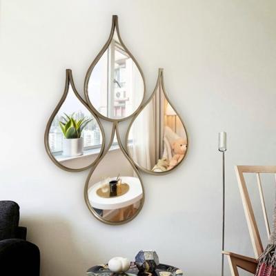 China Modern Customizable Home Decor Gold Modern Living Room Mirror Teardrop Wall Mirrors for sale