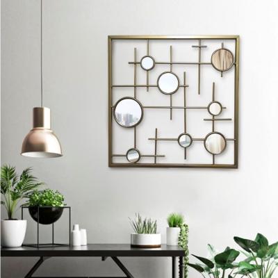 China Luxury Modern Hot Selling Home Indoor Wall Decor Square Metal Frame Wall Mirror Gold Mirror for sale