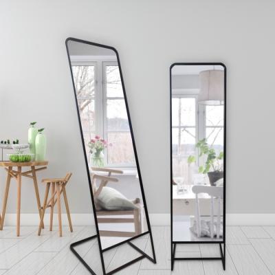 China Large Large Floor Mirror Minimalist Custom Black Metal Framed Long Rectangular Floor Mirror Floor To Ceiling Mirror for sale