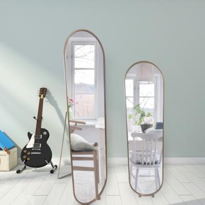 China Minimalist Hot Selling Antique Integral Trim Floor Mirrors Freestanding Metal Ellipse Floor Mirror for sale