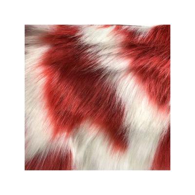 China Red and White Faux Fur Sheepskin Color Toy Luxury Garments Soft Long Hair Imitation Fur Fabric for sale