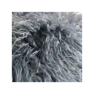 China Toy Light Gray Color Knitting Long Polyester Hair Sheepskin Faux Fur Acrylic Imitation Fabric For Coat for sale