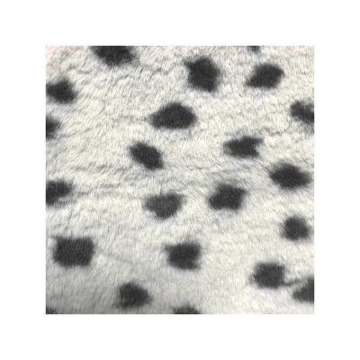 China Toy Black And White Tan Spots Leopard Print Faux Rabbit Fur Fabric For Costume Fancy Coat for sale