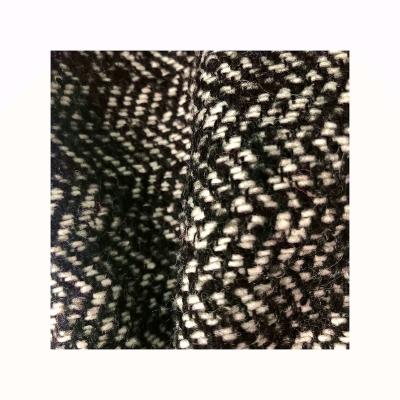 China Toy Good Quality Black Gray wool blended tweed custom fabric woven woolen fabric for coat for sale