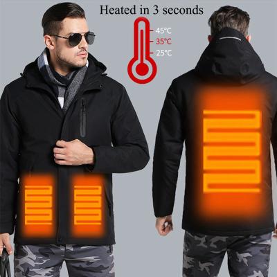 China YIZHIQIU Storm Coat Viable Large Size Smart Heating Men Medium And Windproof Long Thick Warm Cotton Coat Outdoor Waterproof for sale