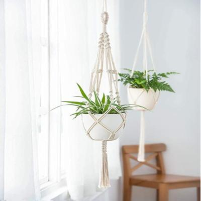 China Plant Garden Bohemian Handmade Hanger Macrame Cotton Indoor and Outdoor Hanger for sale