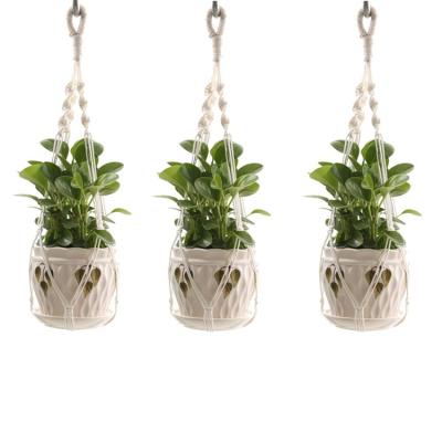 China Home and Garden Plant Pots Cotton Rope Macrame Plant Hanger Bohemian Elegant Indoor Outdoor Hanging Macrame for sale