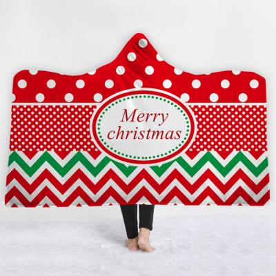 China 2021 New Product Mantas De Navidad Print PORTABLE Fleece Christmas Hooded Blanket for sale