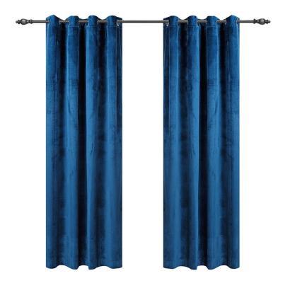 China Luxury Blackout Fancy Bindi Arabic 100 Polyester Backdrop Blue Velvet Curtain For Wedding Event Party for sale