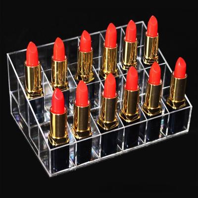 China Viable Factory Clear Acrylic Lipstick Holder Display Rack Organizer Acrylic Makeup Display Cosmetic Case for sale