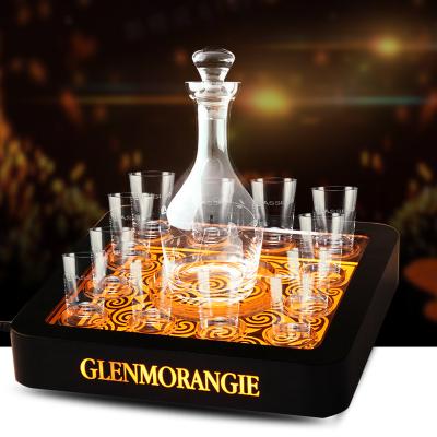 China Hotel Home Restaurant LED Illuminated Wine Glorifier Acrylic Shot Glass Serving Tray Display Holder wine glorifier for sale