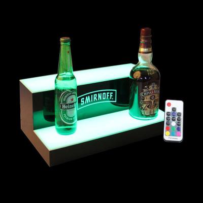 China Manufacturer 2 Row LED Acrylic Liquor Bottle Display Stand Holder With 12V Power Outlets Customized for sale