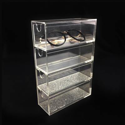 China Custom Viable Desktop Clear Storage Box Made Acrylic Organizer Fridge Tabletop Organizer With 4 Drawers for sale