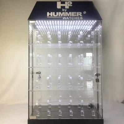 China Factory Custom Glass Watches Display Showcase With LED Light Watch Display Cabinet Glass Case For Store for sale