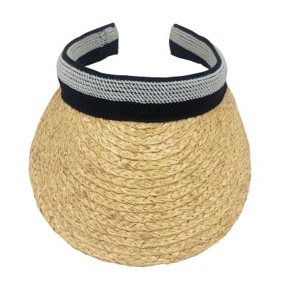 China Checked Cheap Wide Brim Straw Beach Sun Visor Hat For Women for sale