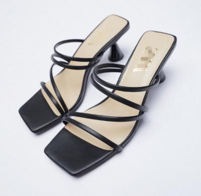 Κίνα New Design Women's High Heel Slippers Strap Shoes Chunky Head Toe Heels Sandals Breathable Open Square Sexy Narrow Block Platform For Ladies προς πώληση