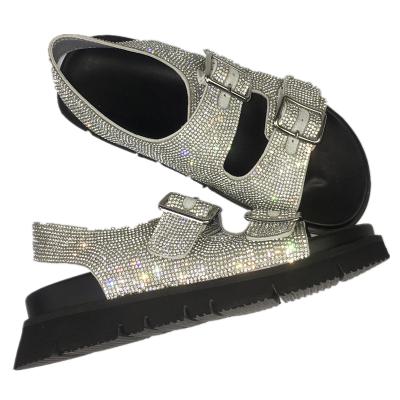 Κίνα Summer Ladies Chunky High Heel Chunky Bottom Sandals For Shiny Buckle Women's Belt Fashionable Channel Rhinestone Chunky Bottom Shoes προς πώληση