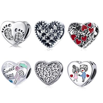 China New come cute 925 Sterling Silver Zircon Heart Charms for making bracelets for sale