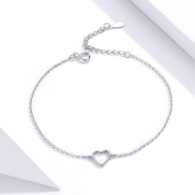 China TRENDY Heart Chain Bracelets for Jewelry 925 Sterling Silver Trendy Zircon Chain Opp Bag+carton Women valentines day and link bracelets for sale