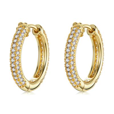 China Wholesale CLASSIC Jewelry 2022 Fashion Women's Earrings 925 Sterling Silver Plated Gold Simple Zircon Circle Earrings For Women BSE300 for sale