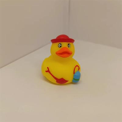 China Squeeze-sounding Dabbling Toy Baby Bath Toy Vinyl Rubber Diving Ducky Assortment With Hat for sale