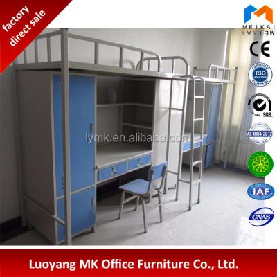 China Dorm Style Metal BunkBed Makers Single Dorm Bunk Bed With Desk for sale