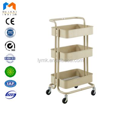 China Useful 3 Tier Multi Functional Metal Living Room Kitchen Shelves Trolley Steel Household Storage Rack Shelf Trolley for sale