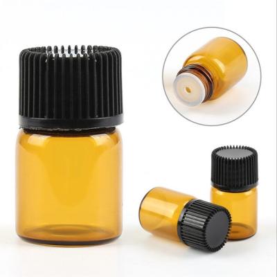 China Personal Care Amber 1ml 2ml 3ml Essential Oil Bottle With Orifice Reducer Intake Sample Amber Inner Bottle for sale