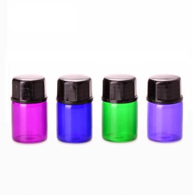 China Wholesale Mini Pink Personal Care 1ml 2ml 3ml Glass Essential Oil Purple Glass Vial Sample Bottle With Inner Plug And Screw Cap for sale