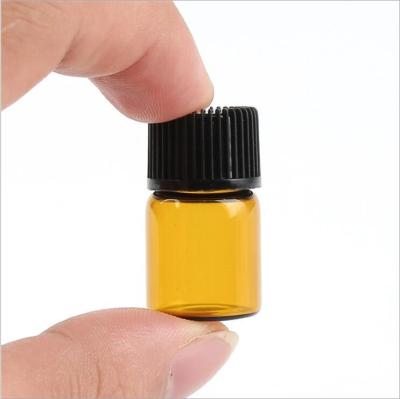 China Amber Bottle Glass Containers Cap Personal Care Essential Oil Glass Jars With Orifice Reducer Sample Cap Glass Screw Top 1ml 2ml 3ml for sale