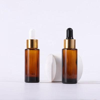 China Personal Care 15ml 1/2oz Amber Clear Cylinder Flat Shoulder Skin Care Serum Glass Dropper Bottle For Beard Essential Oil With Pipette for sale