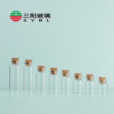 China Personal Care 4ml 5ml 6ml 7ml 10ml 15ml 20ml Mini Clear Glass Wishing/Small Drift Bottle/Vials Cork Lid Gift Tube Corked Jars Supplier for sale