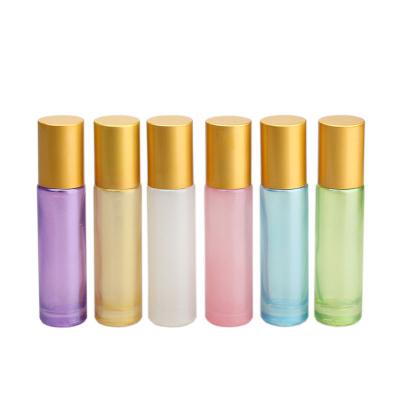 China Personal Care 10ml Colorful Pearl Glass Roll On Bottle For Essential Oil Glass Perfume Roller Bottle for sale