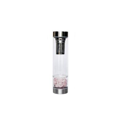 China Liquid glass water bottle with crystal gemstone chips inside for sale