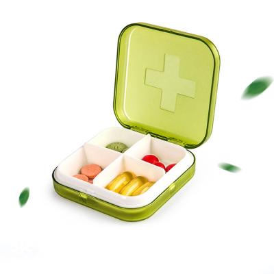 China Pill Packing Hot Selling Products Fit Decorative Plastic 4 Compartments PP Pill Box Tablet Pill Shape for sale