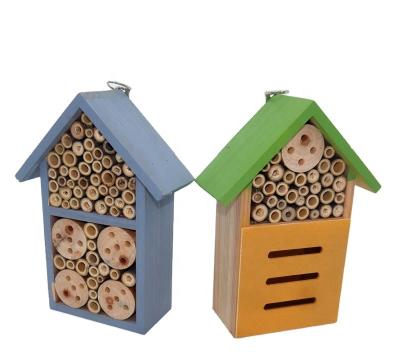 China Bee House Wooden Outdoor Handmade Wood And Bamboo Attract Insect Hotels Bees Wooden Bee Pollination Hotel for sale