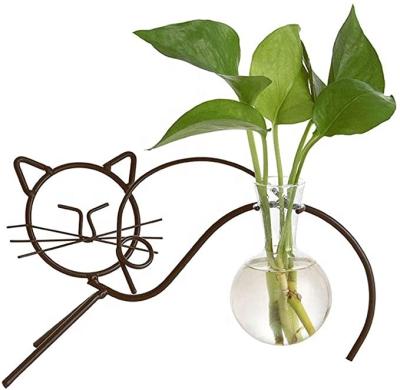 China Hydroponics Planter Minimalist Desktop Glass Vase, Planter Vase for Home Decoration, Lovely Cat Plant Terrarium Stand Creative Modern for sale