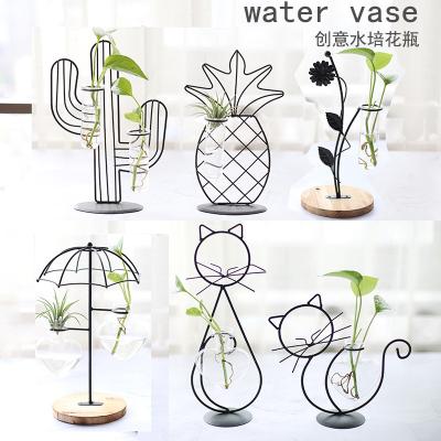 China Hydroponics Minimalist Glass Planter Vase, Planter Bulb Vase with Stand for Home Decoration, Modern Creative Mini Greenhouse Plant Stand for sale