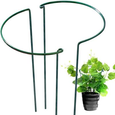 China Metal Plant Support Stakes, Plant Stakes for Outdoor Plant Ring Supports, Green Metal Plants Garden Stakes Half Round Plant Supports for sale