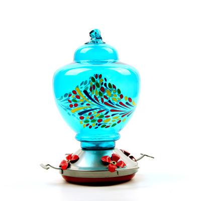 China Sustainable Hand Glass Hummingbird Feeder With Outside With Hanging Hook And Rope for sale