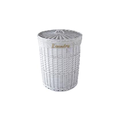 China Large modern white wicker laundry basket for sale