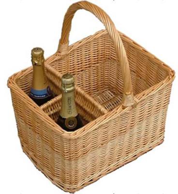 China Sustainable Rustic Willow Picnic Basket Honey Storage Baskets Rectangular With Wine Holder Drink / YM-120001 Food NC for sale